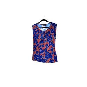 Tahari size XL women's blouse orange & blue  sleeveless business casual